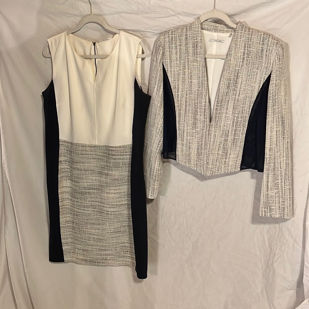 Navy and white elie tahari suit set
Dress and jacket